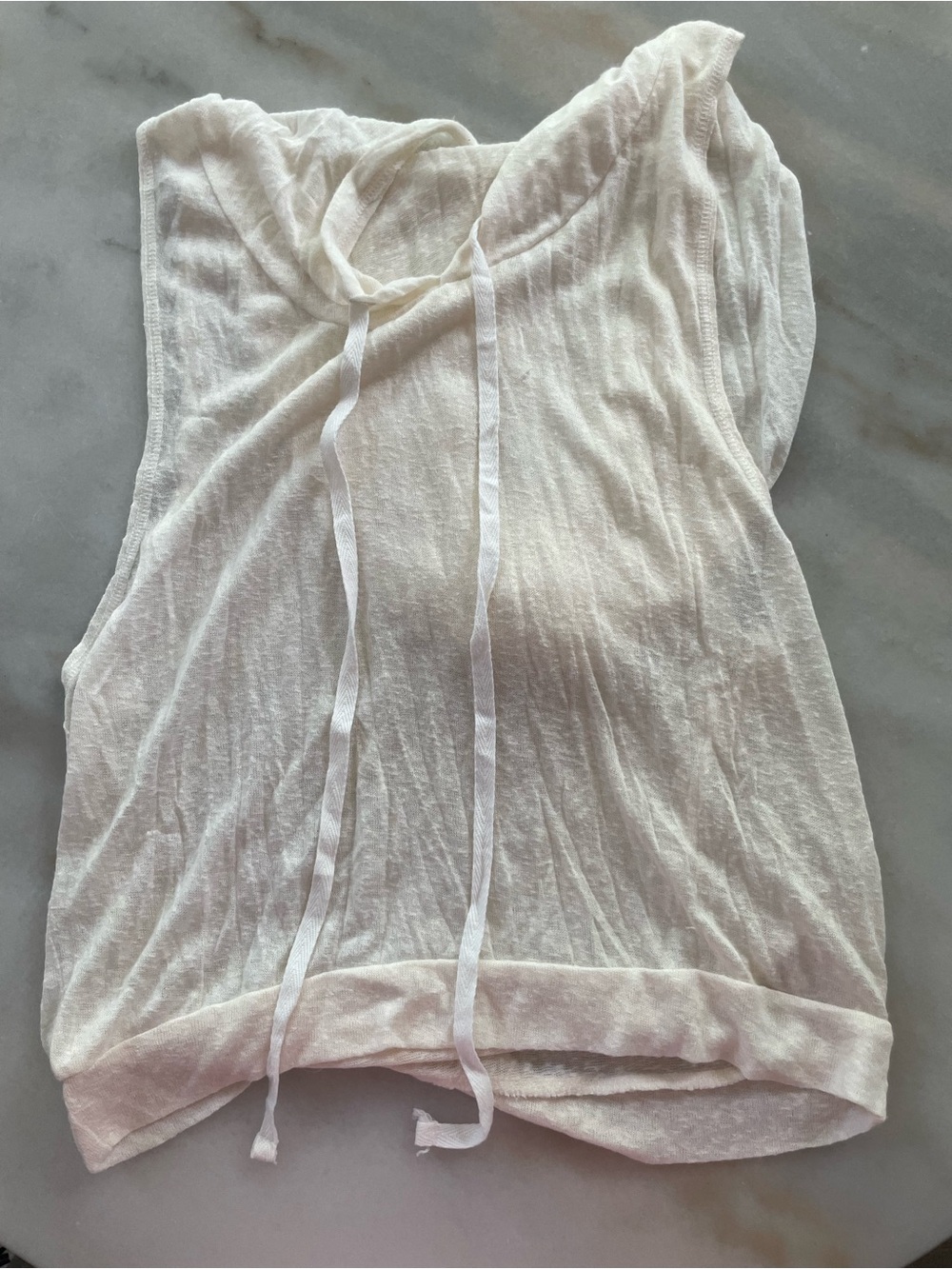Free Press Women’s Lightweight White Hooded Tank Top size M